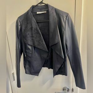Navy Faux Leather Jacket